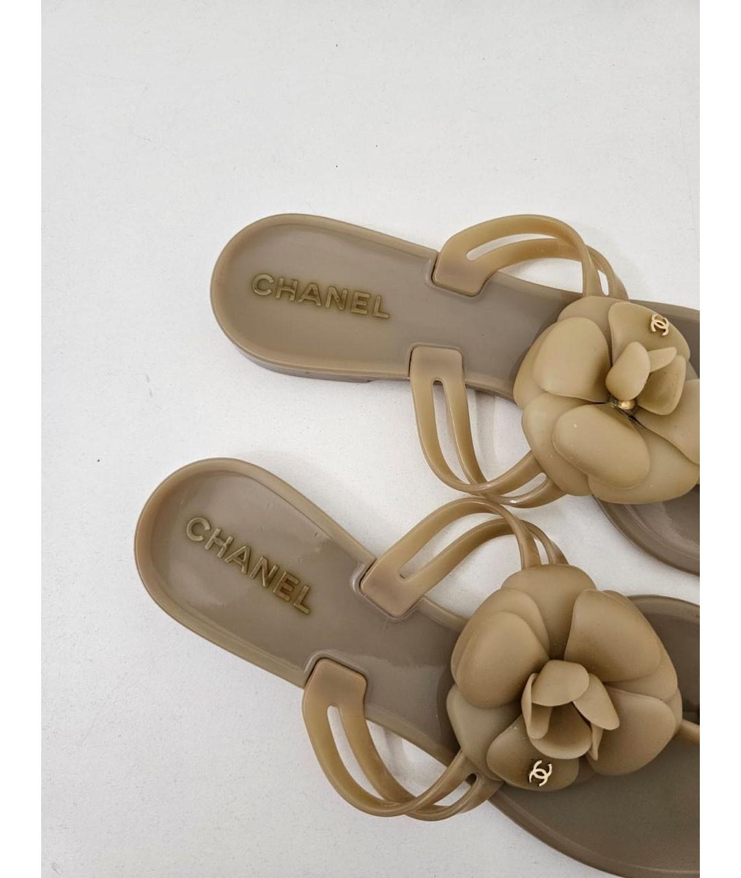 CHANEL Бежевые шлепанцы, фото 3