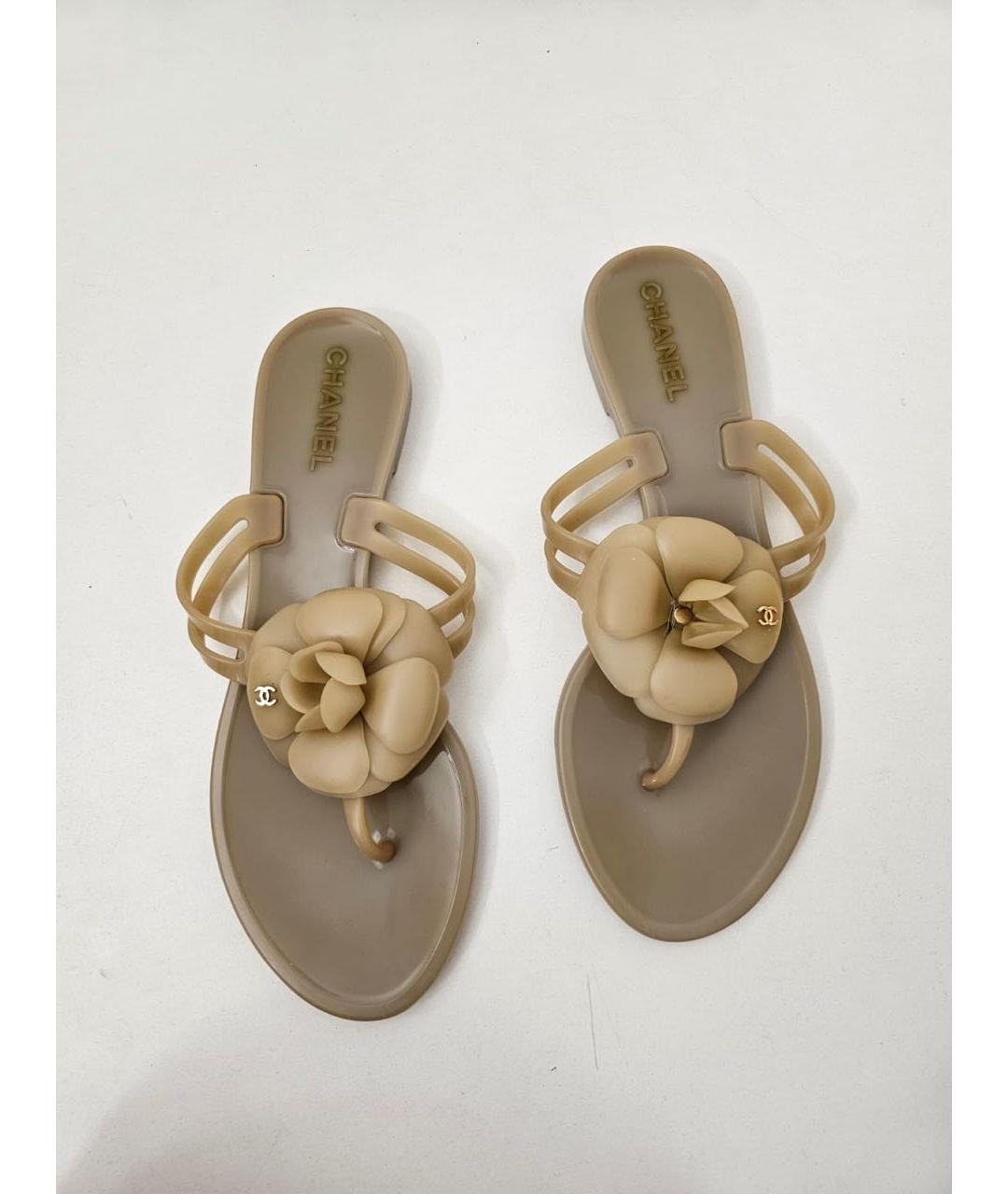 CHANEL Бежевые шлепанцы, фото 7