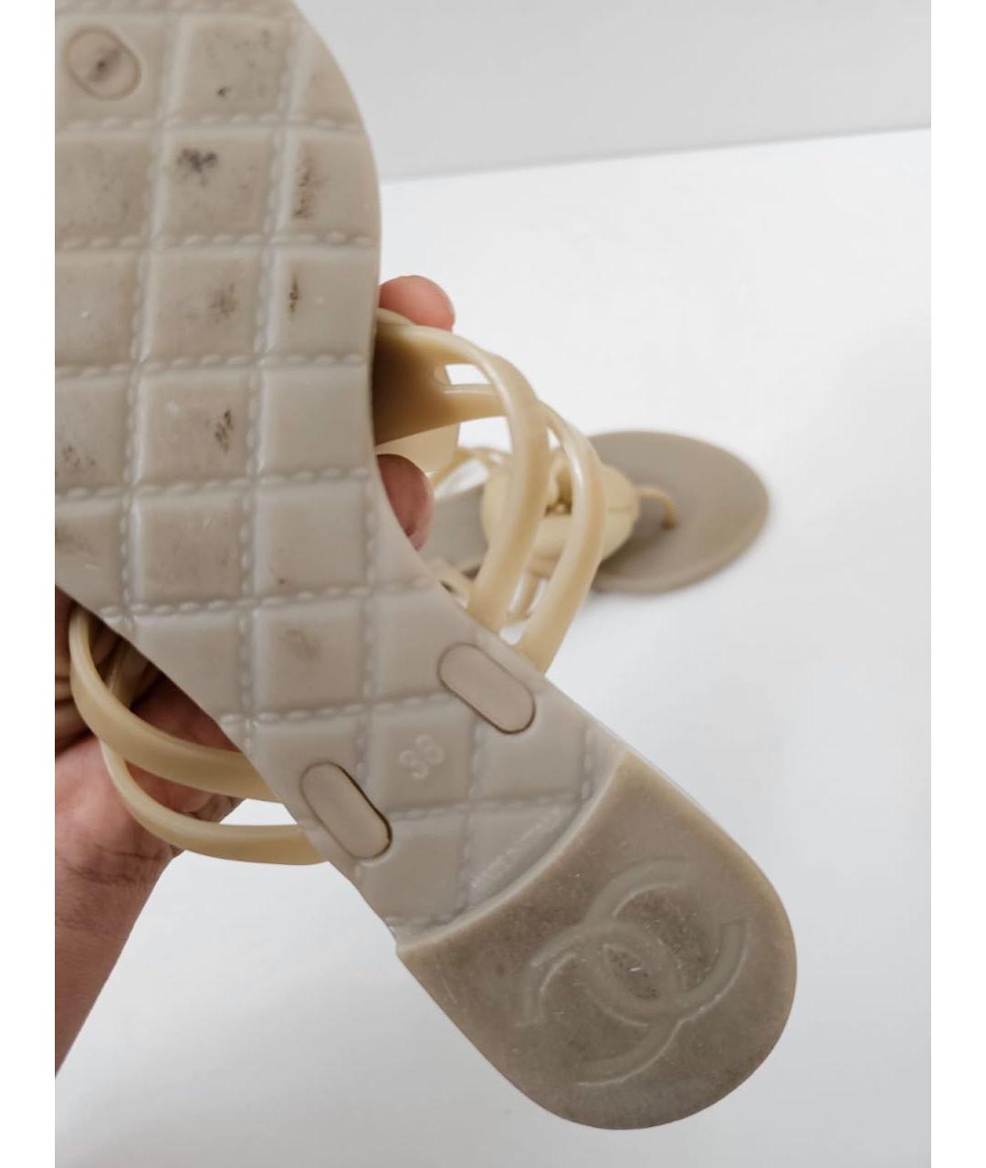 CHANEL Бежевые шлепанцы, фото 5