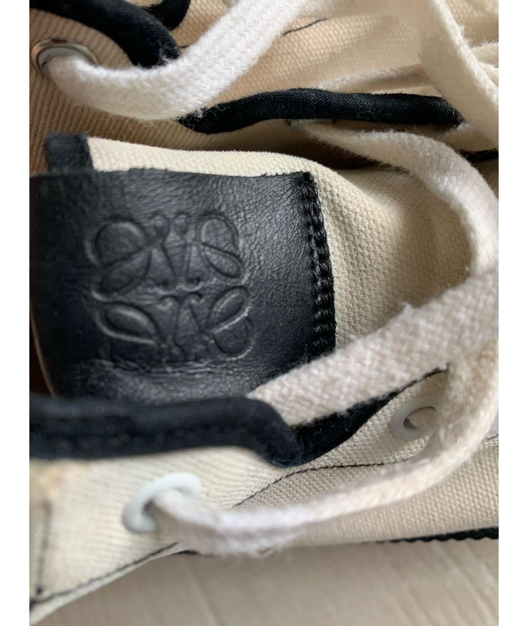 LOEWE Бежевые текстильные кеды, фото 5