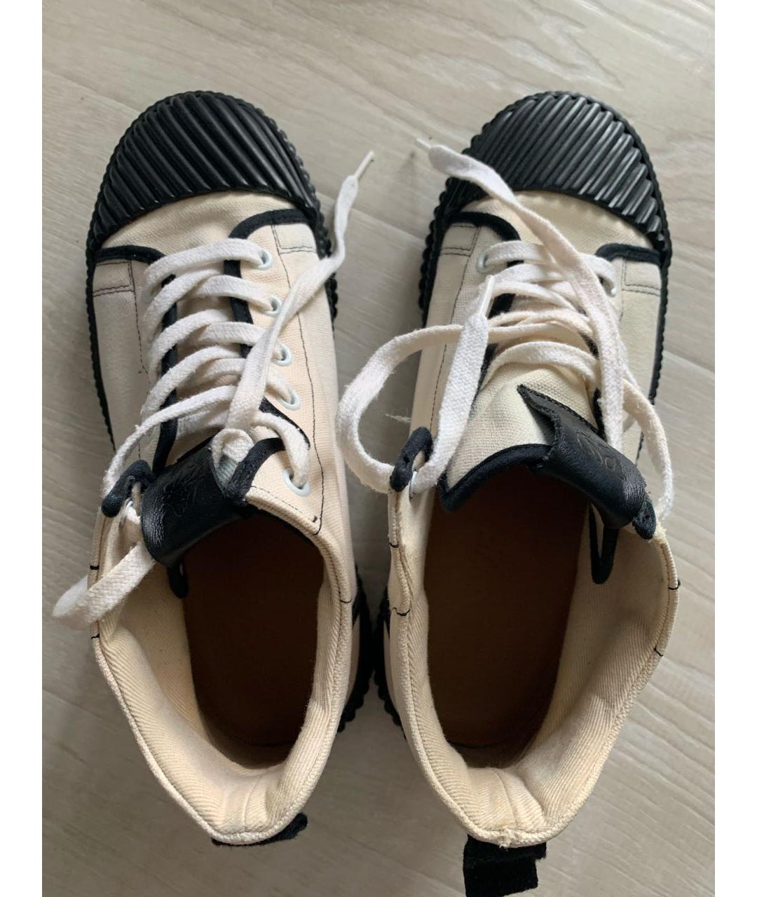 LOEWE Бежевые текстильные кеды, фото 3