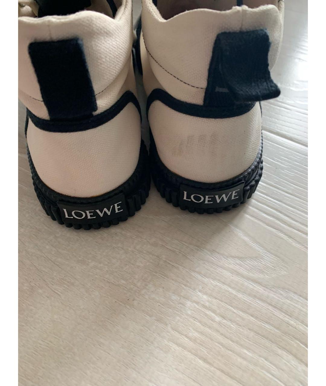 LOEWE Бежевые текстильные кеды, фото 4