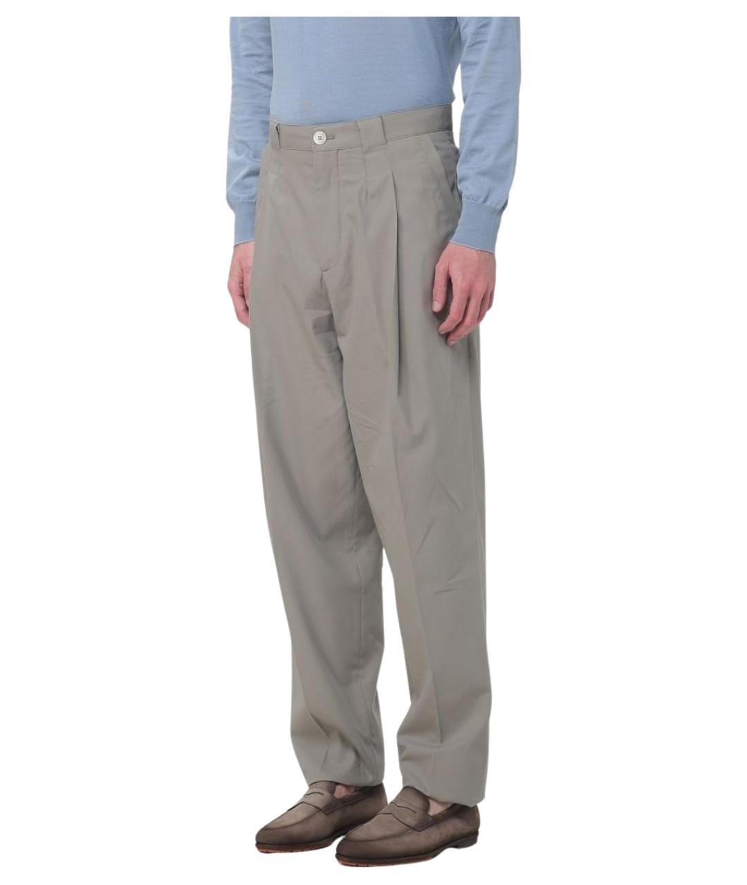 BRUNELLO CUCINELLI Серые хлопковые повседневные брюки, фото 4