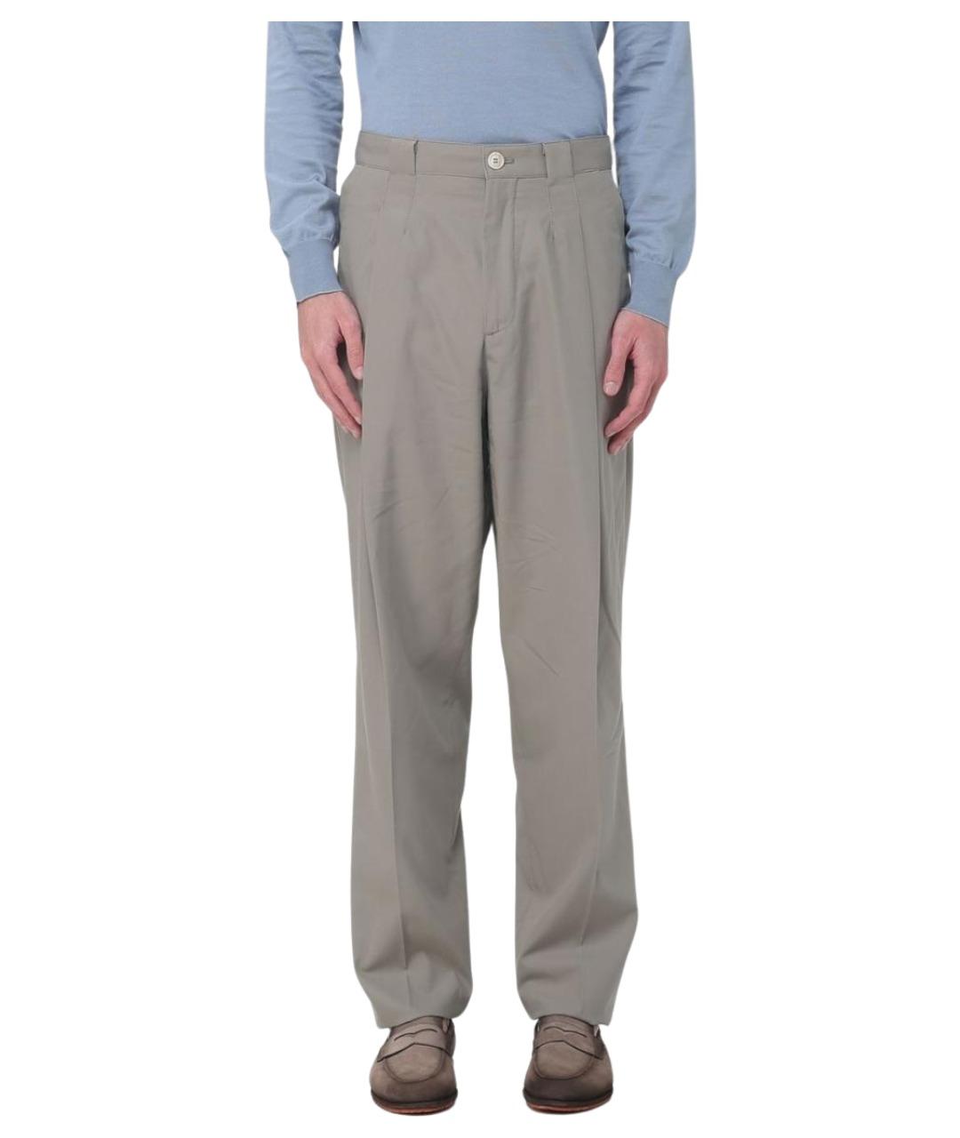 BRUNELLO CUCINELLI Серые хлопковые повседневные брюки, фото 1