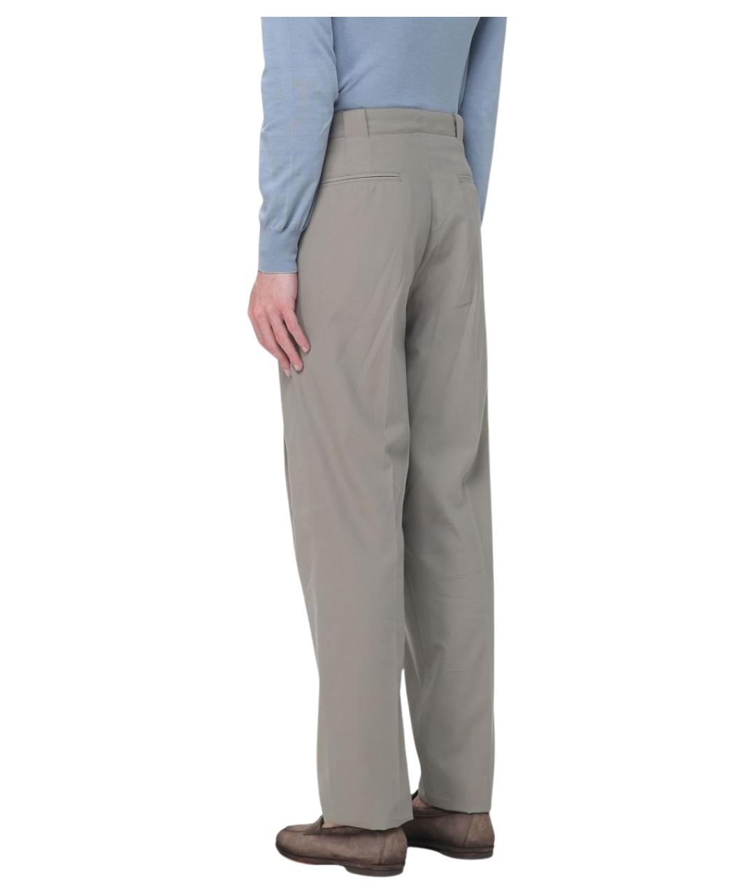 BRUNELLO CUCINELLI Серые хлопковые повседневные брюки, фото 3