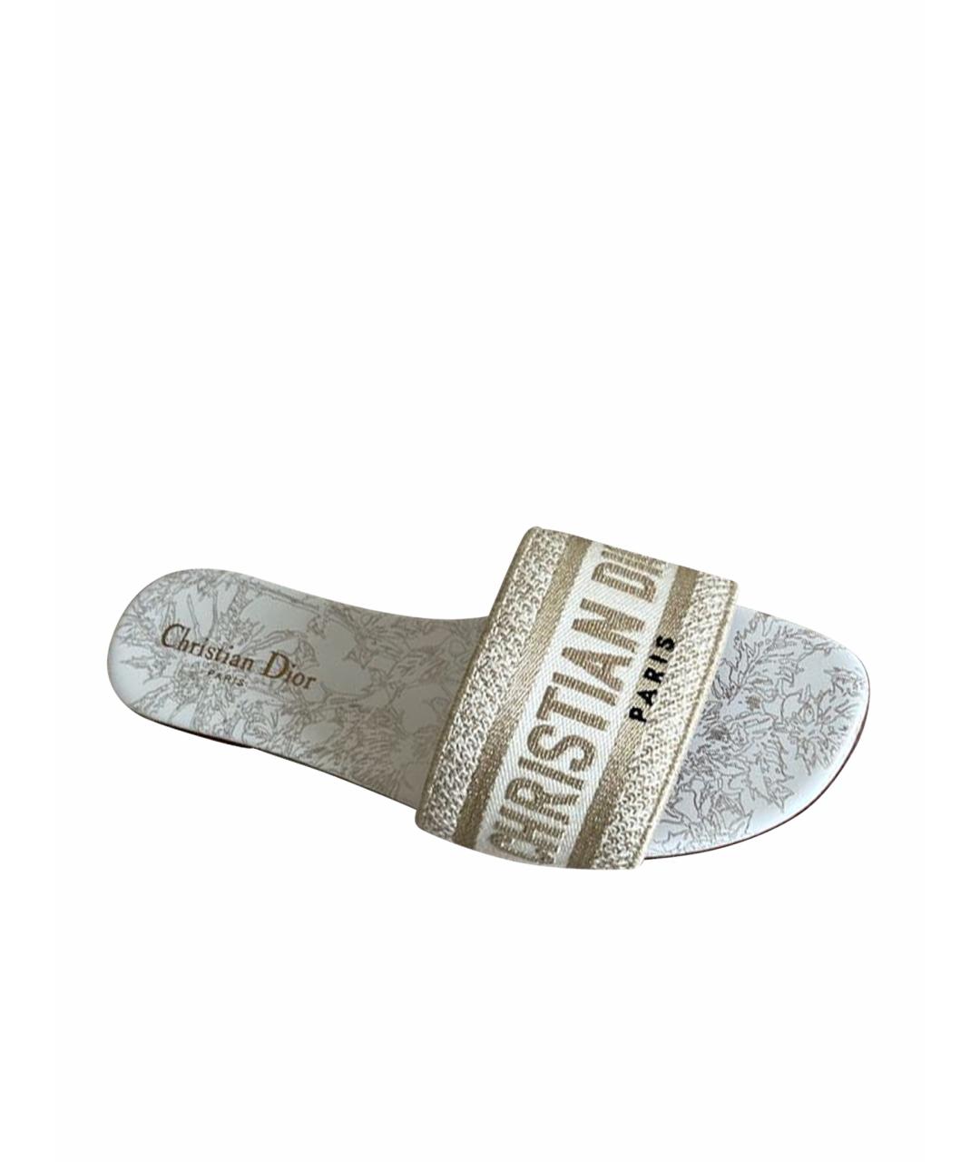 CHRISTIAN DIOR Белые кожаные шлепанцы, фото 1
