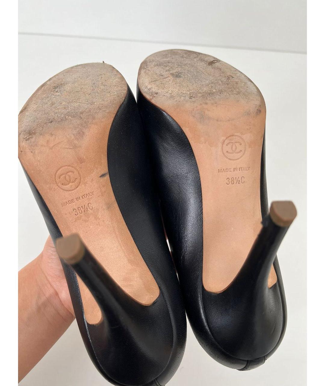 CHANEL Черные кожаные туфли, фото 6
