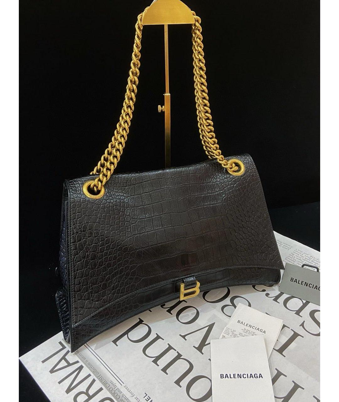 BALENCIAGA Черная кожаная сумка через плечо, фото 9