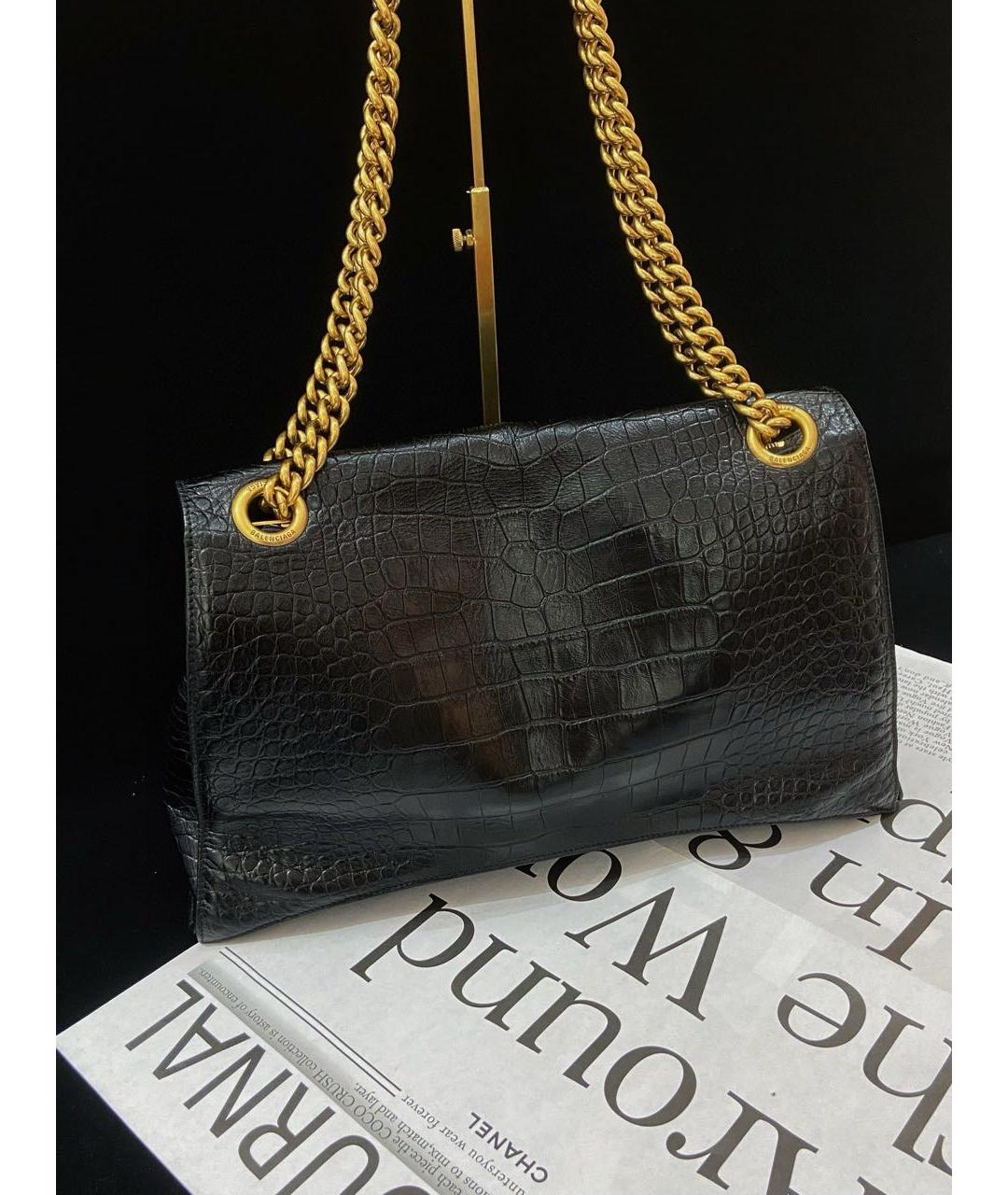 BALENCIAGA Черная кожаная сумка через плечо, фото 4