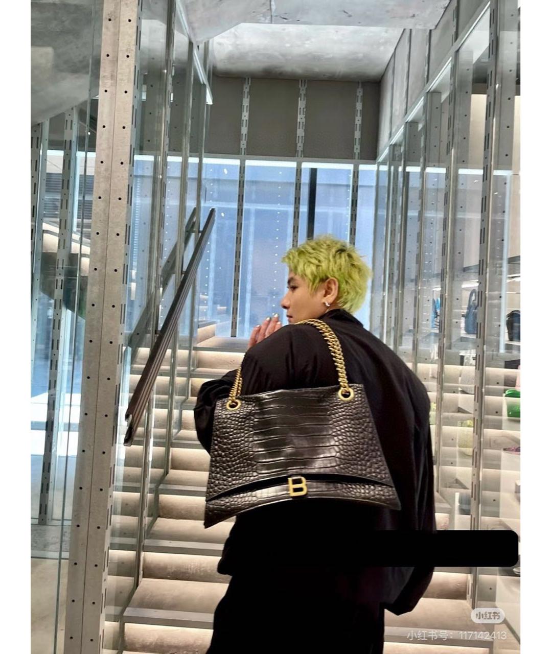 BALENCIAGA Черная кожаная сумка через плечо, фото 8