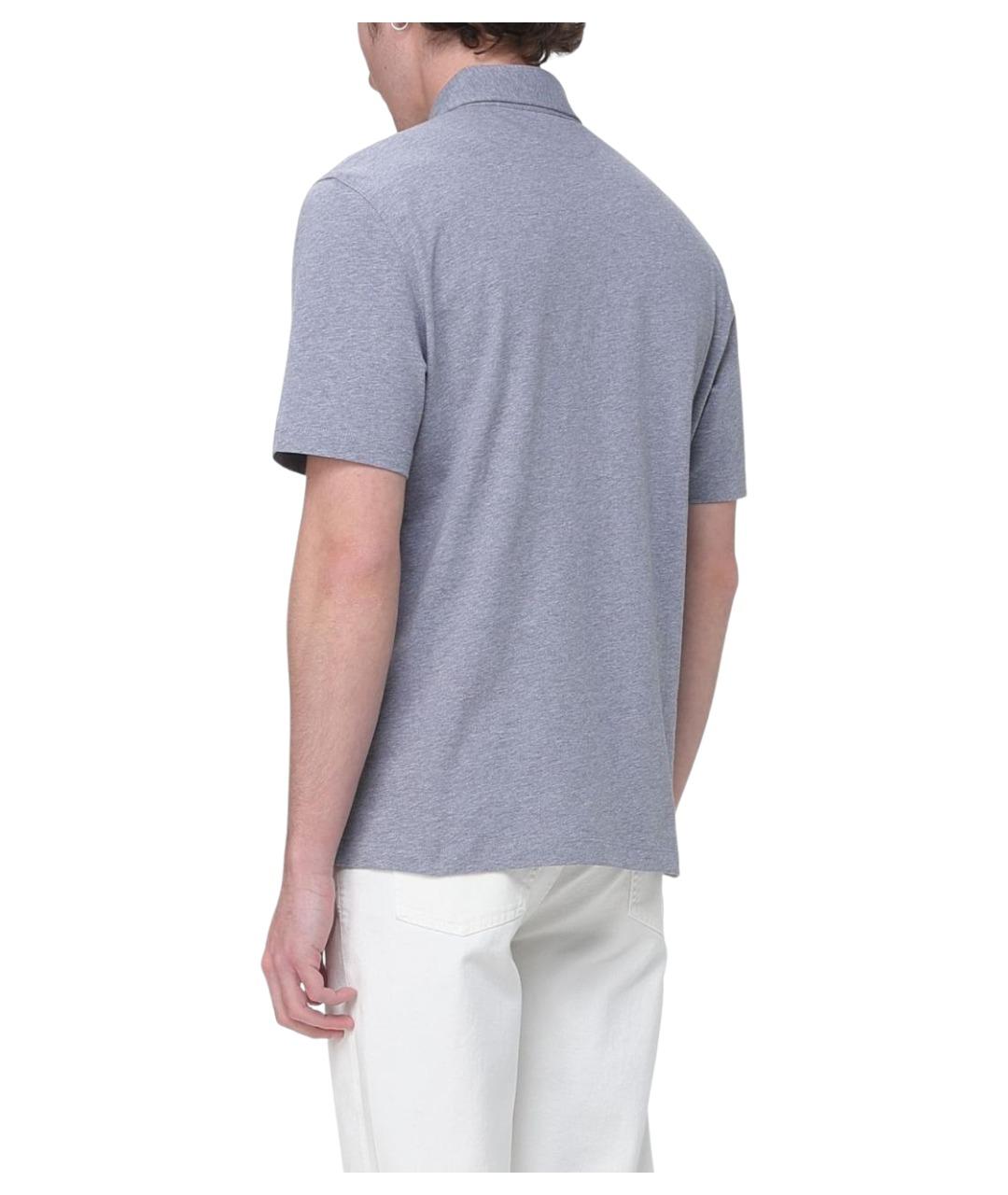 BRUNELLO CUCINELLI Серое хлопковое поло с коротким рукавом, фото 3