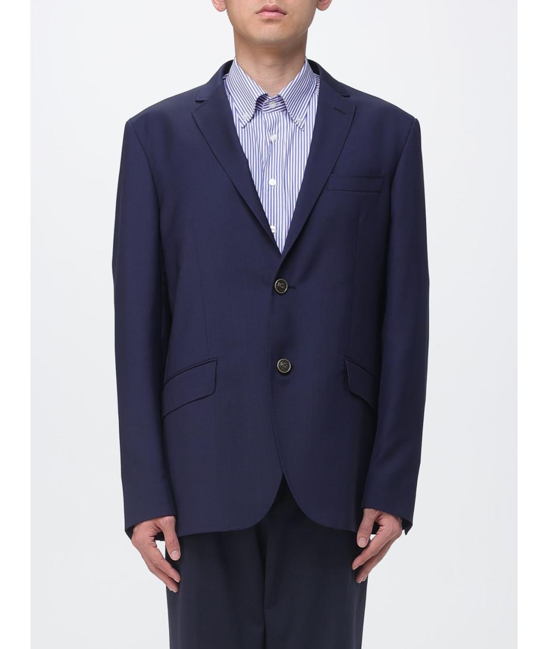 ETRO Синий шерстяной пиджак, фото 6