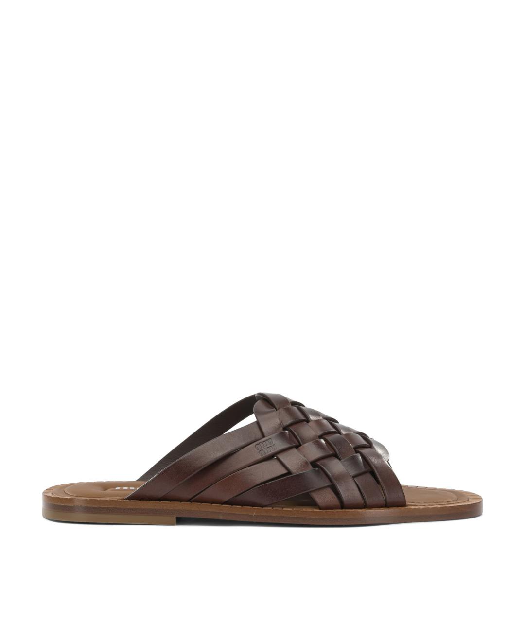 MIU MIU Коричневые кожаные сандалии, фото 1