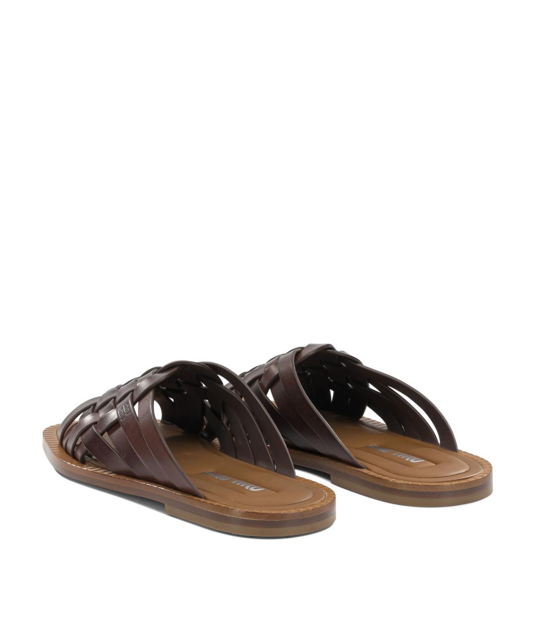 MIU MIU Коричневые кожаные сандалии, фото 2