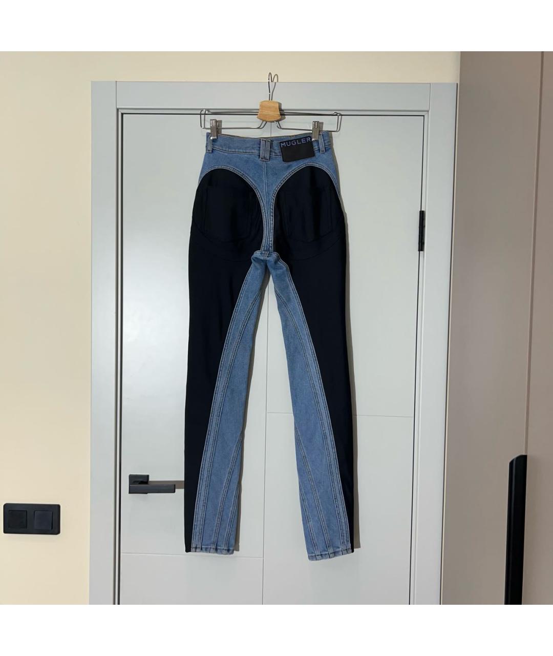 MUGLER Голубые хлопковые джинсы слим, фото 2