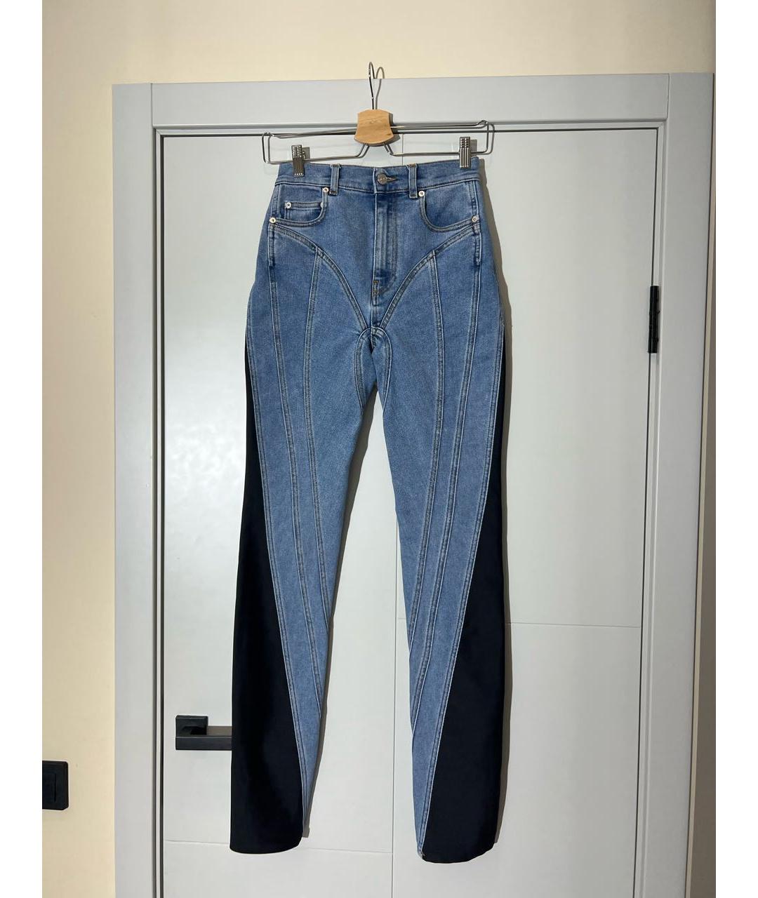 MUGLER Голубые хлопковые джинсы слим, фото 9