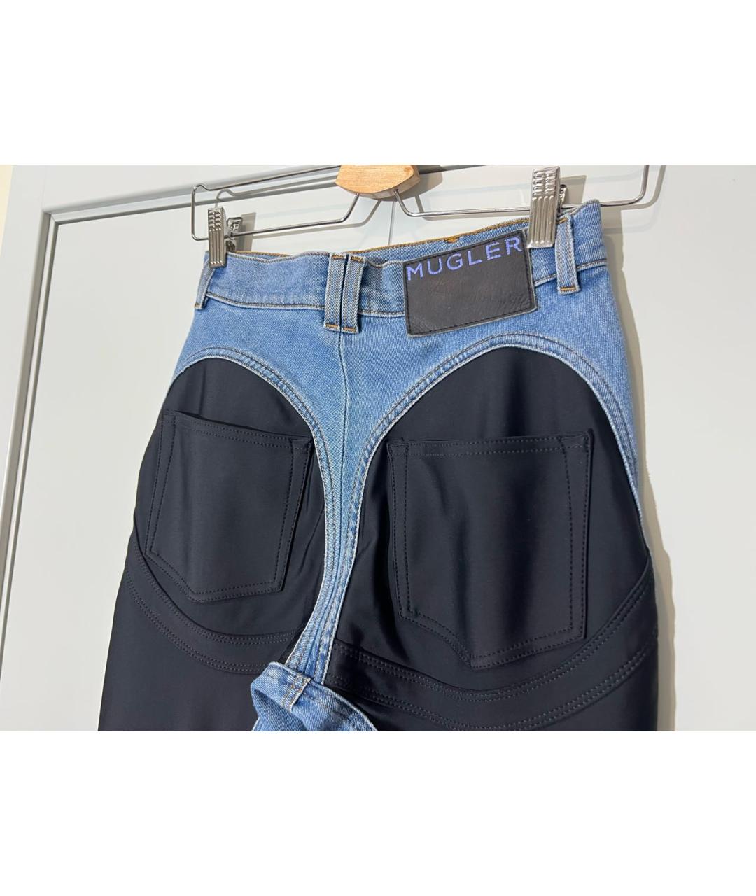 MUGLER Голубые хлопковые джинсы слим, фото 3