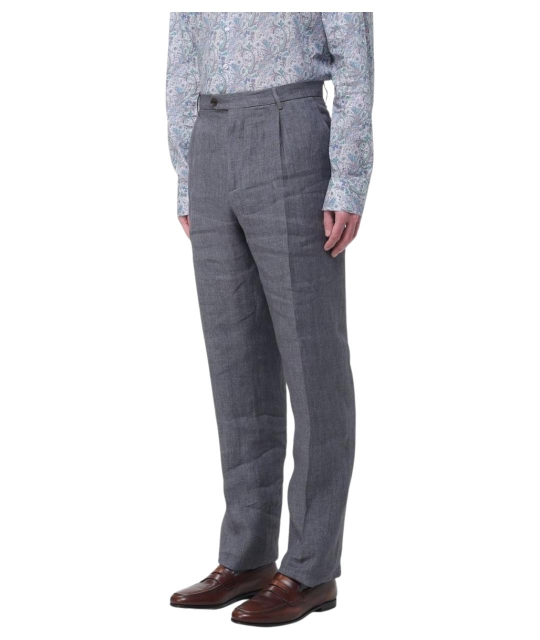 ETRO Серые хлопковые повседневные брюки, фото 4