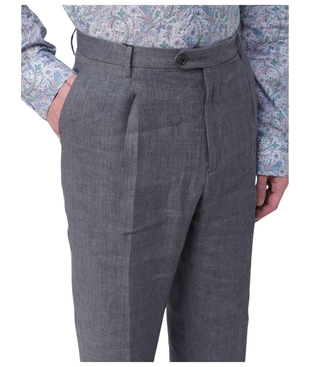 ETRO Серые хлопковые повседневные брюки, фото 5
