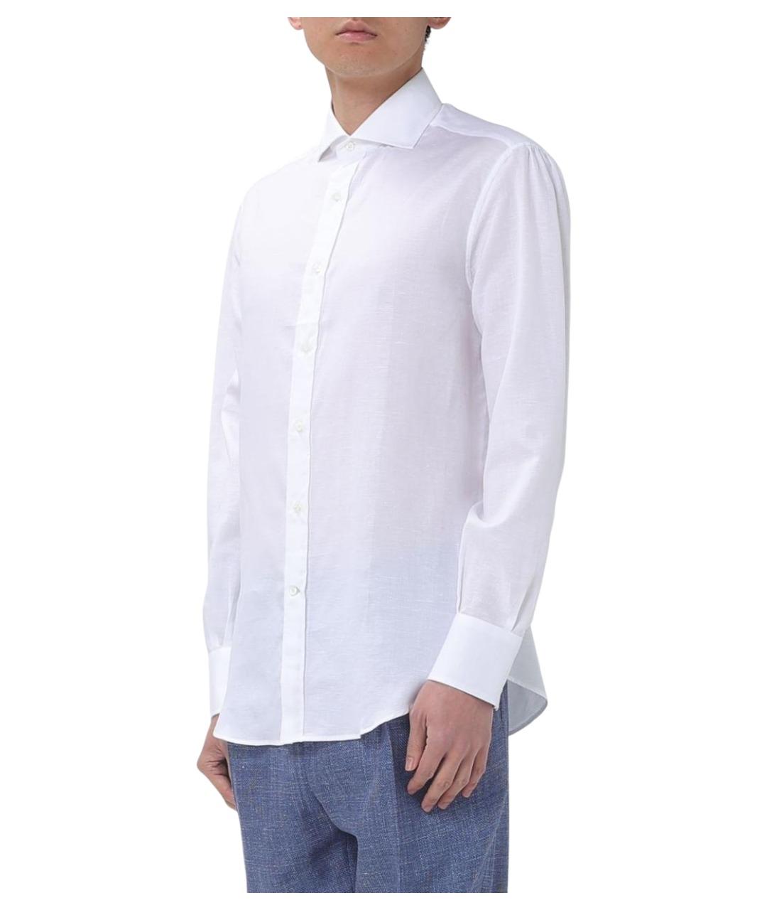 BRUNELLO CUCINELLI Белая хлопковая кэжуал рубашка, фото 4
