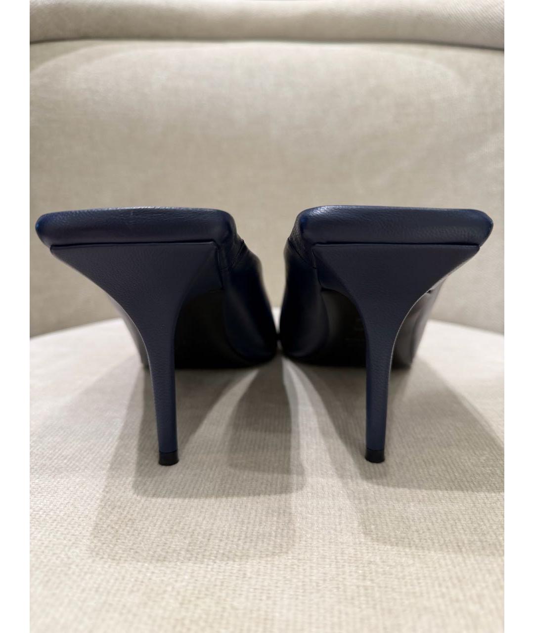 BALENCIAGA Темно-синие кожаные мюли, фото 5