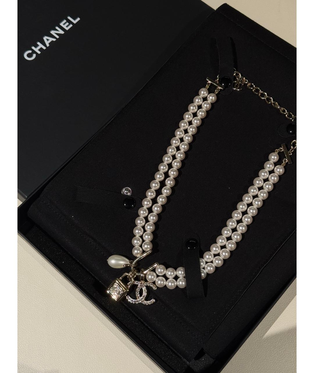 CHANEL Белое жемчужное колье, фото 2