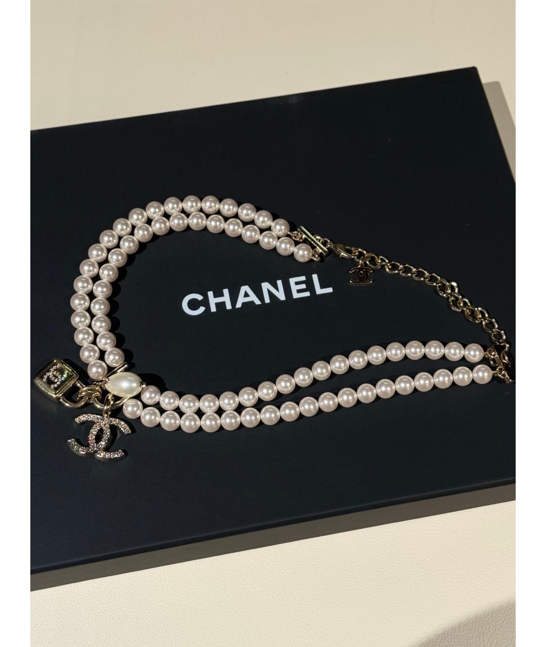 CHANEL Белое жемчужное колье, фото 4