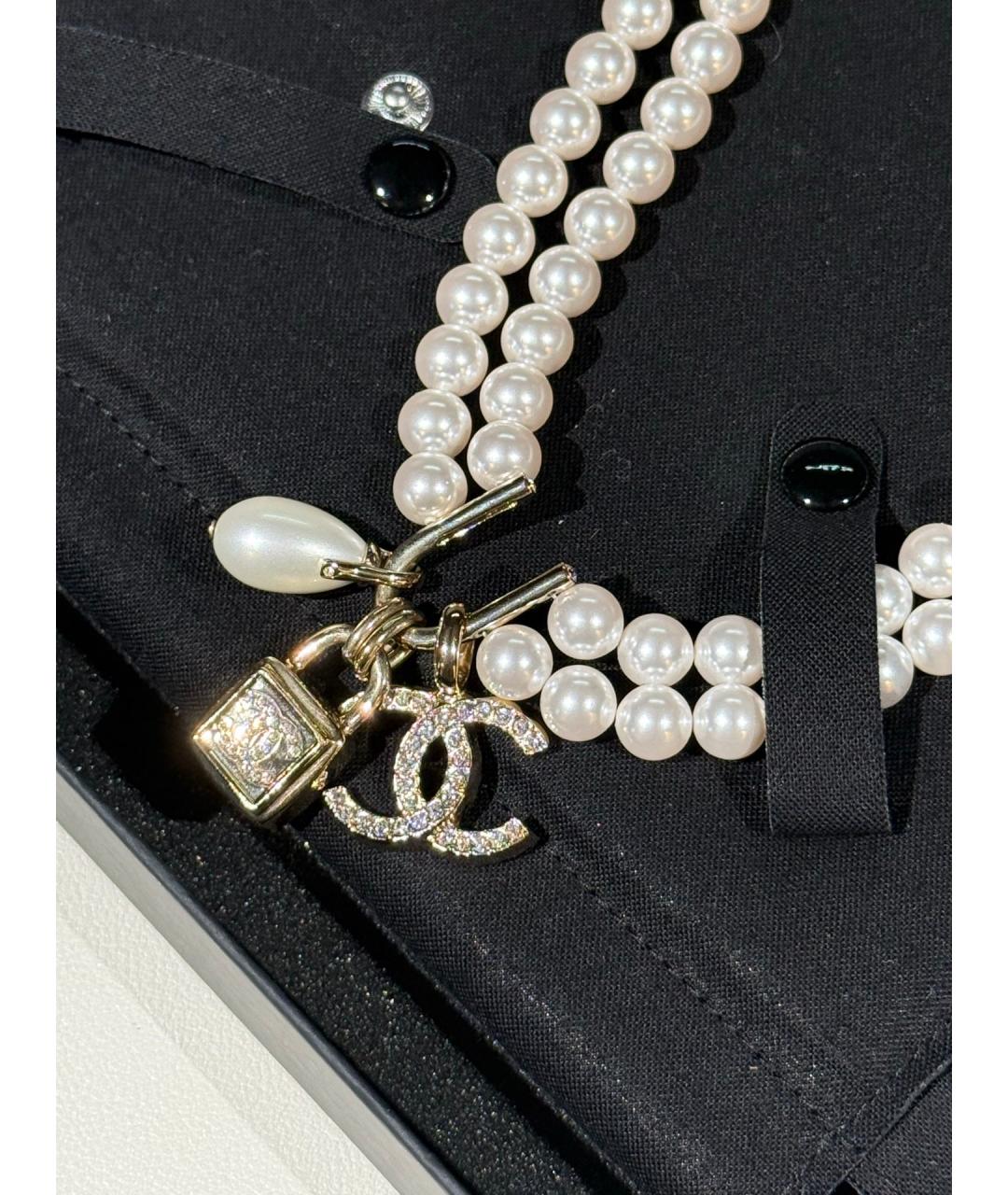 CHANEL Белое жемчужное колье, фото 3