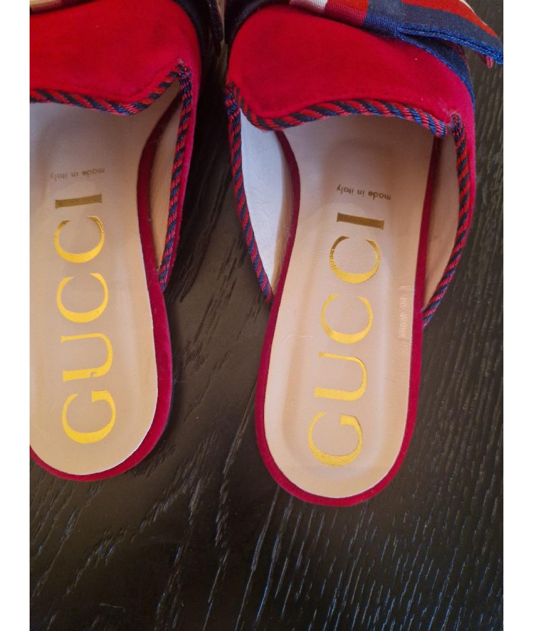 GUCCI Бордовые бархатные мюли, фото 4