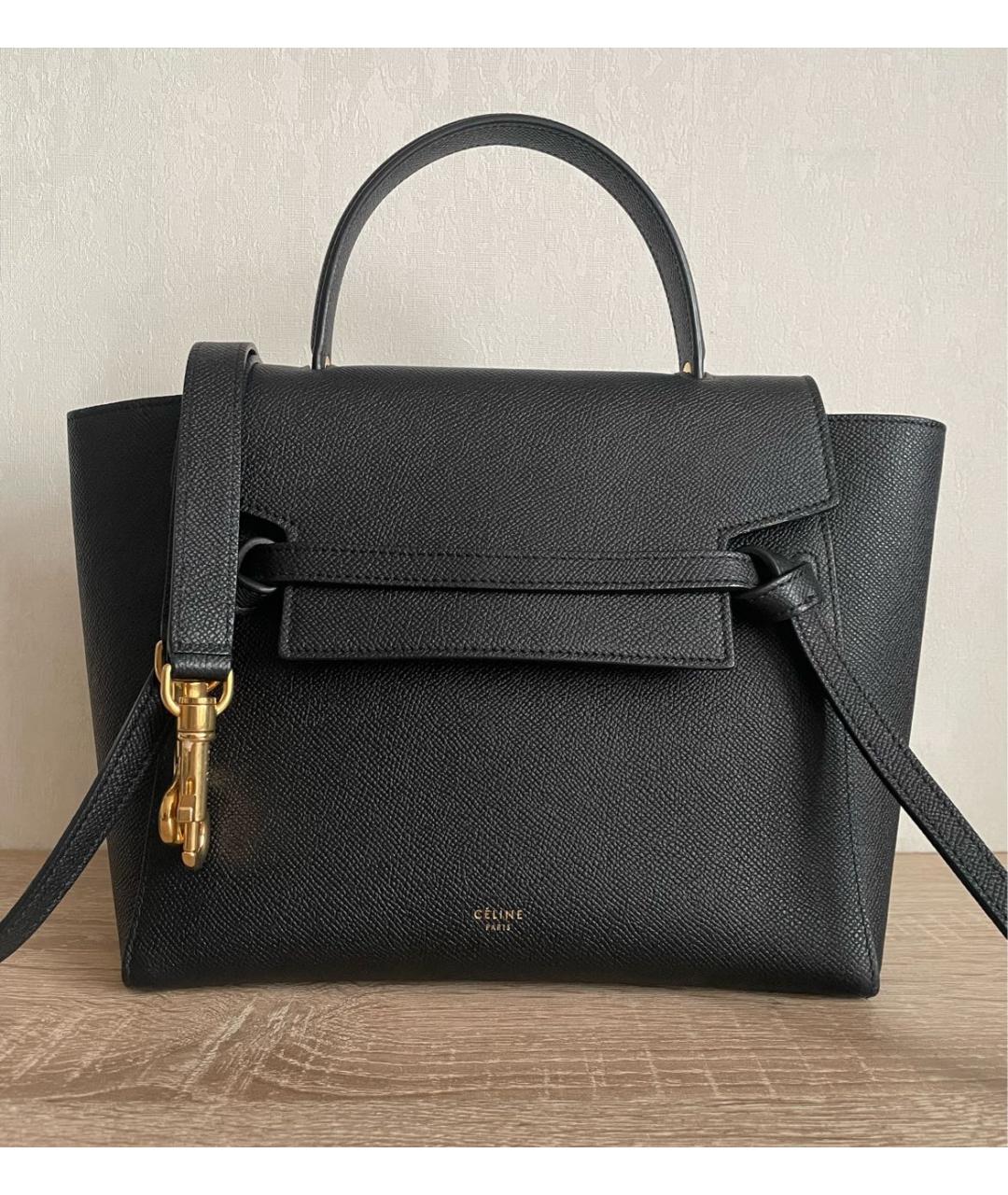 CELINE Черная кожаная сумка с короткими ручками, фото 9