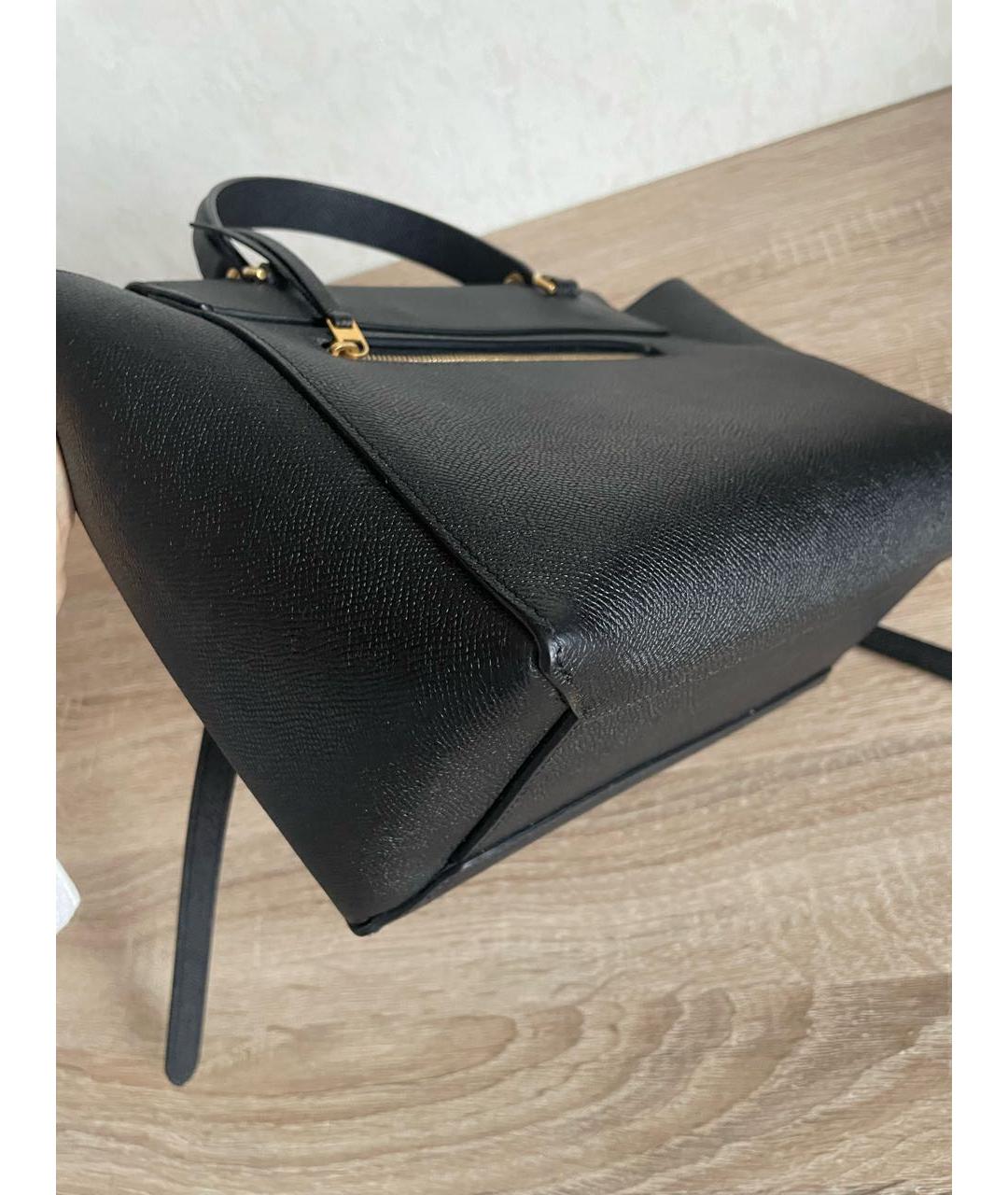CELINE Черная кожаная сумка с короткими ручками, фото 6