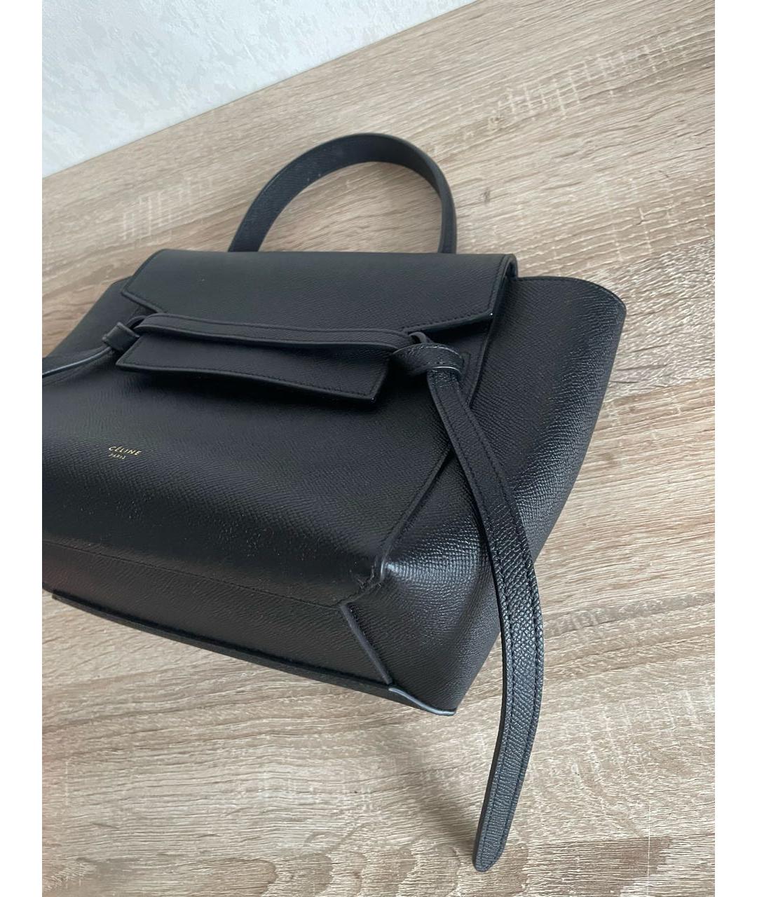 CELINE Черная кожаная сумка с короткими ручками, фото 4