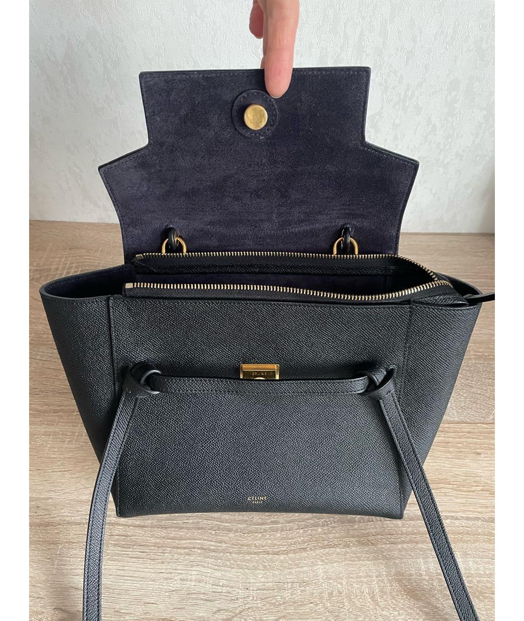 CELINE Черная кожаная сумка с короткими ручками, фото 7