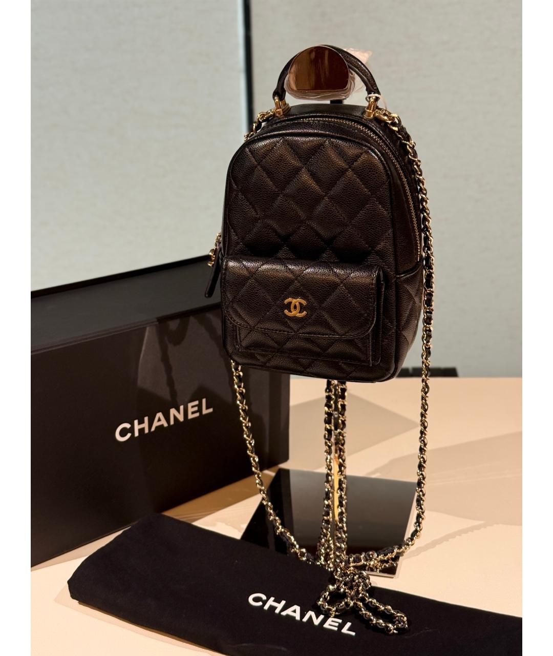 CHANEL Черный кожаный рюкзак, фото 10