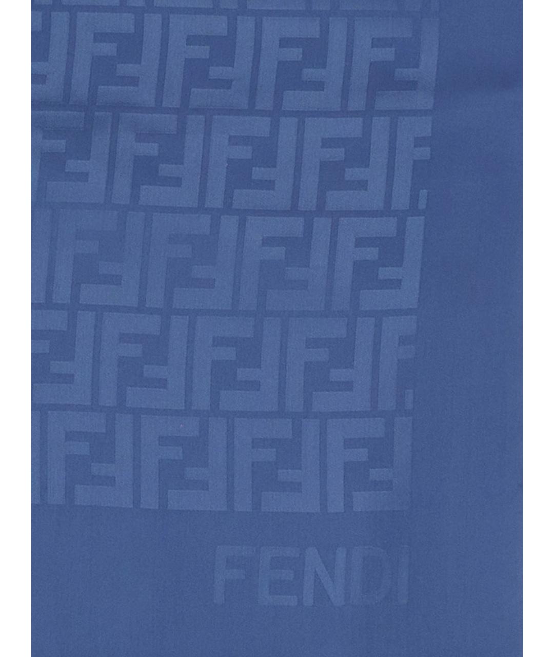 FENDI Синий шелковый шарф, фото 2