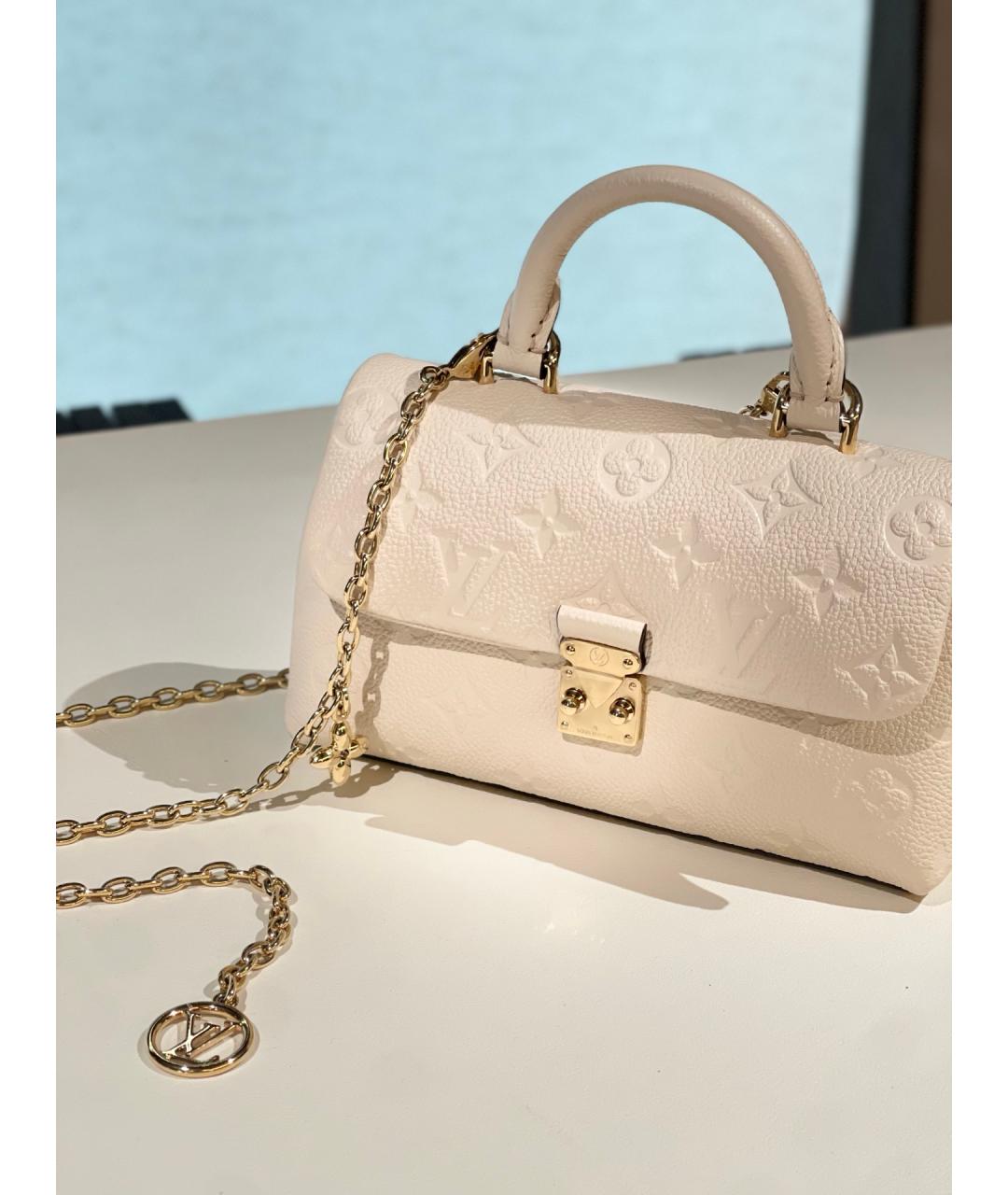 LOUIS VUITTON Белая кожаная сумка через плечо, фото 7