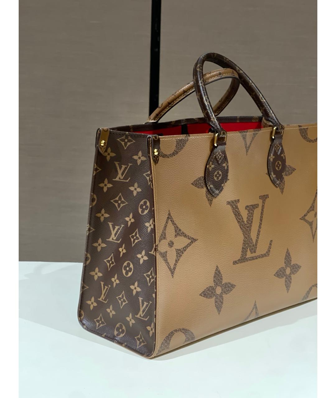 LOUIS VUITTON Коричневая сумка тоут из искусственной кожи, фото 3
