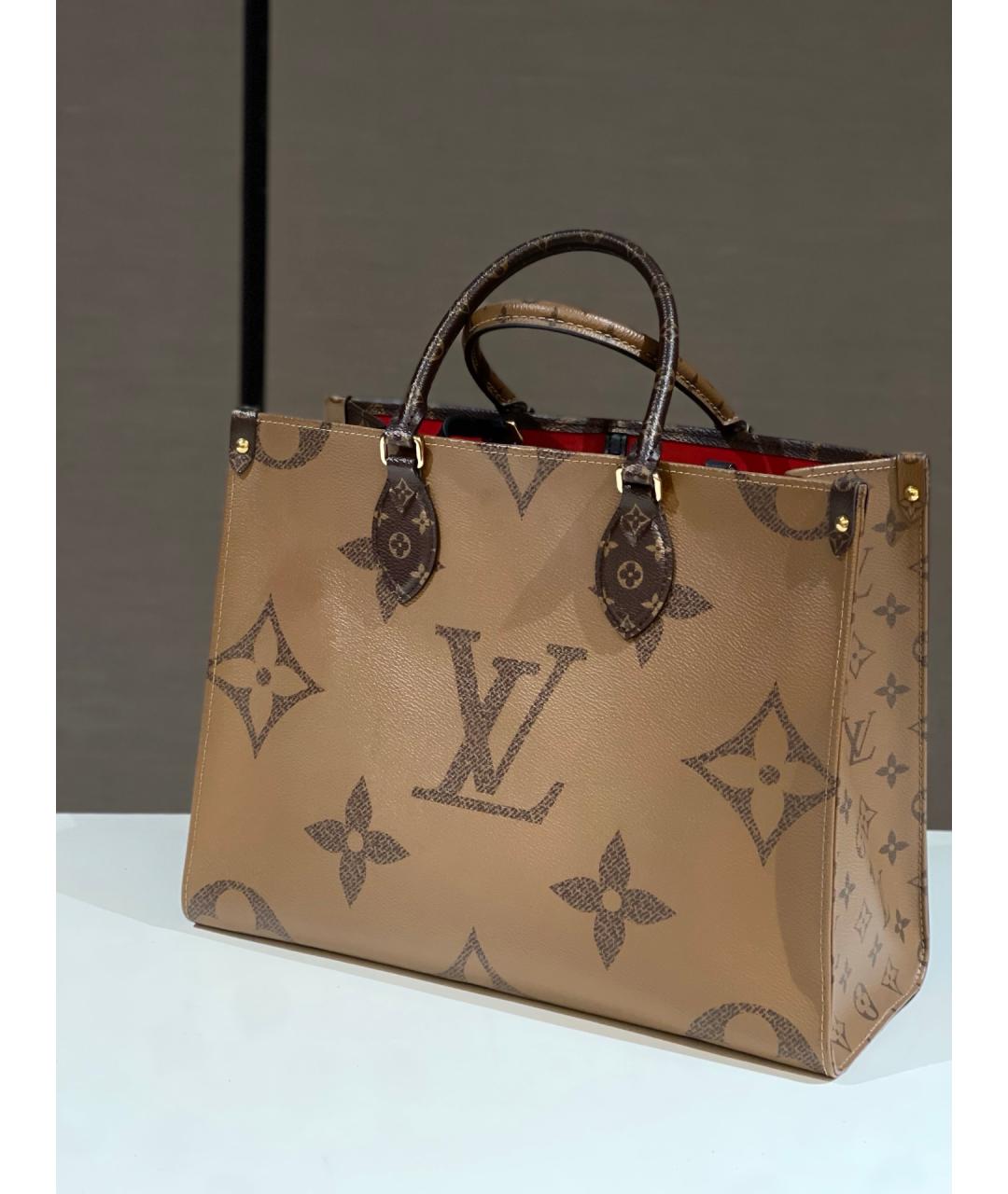LOUIS VUITTON Коричневая сумка тоут из искусственной кожи, фото 7