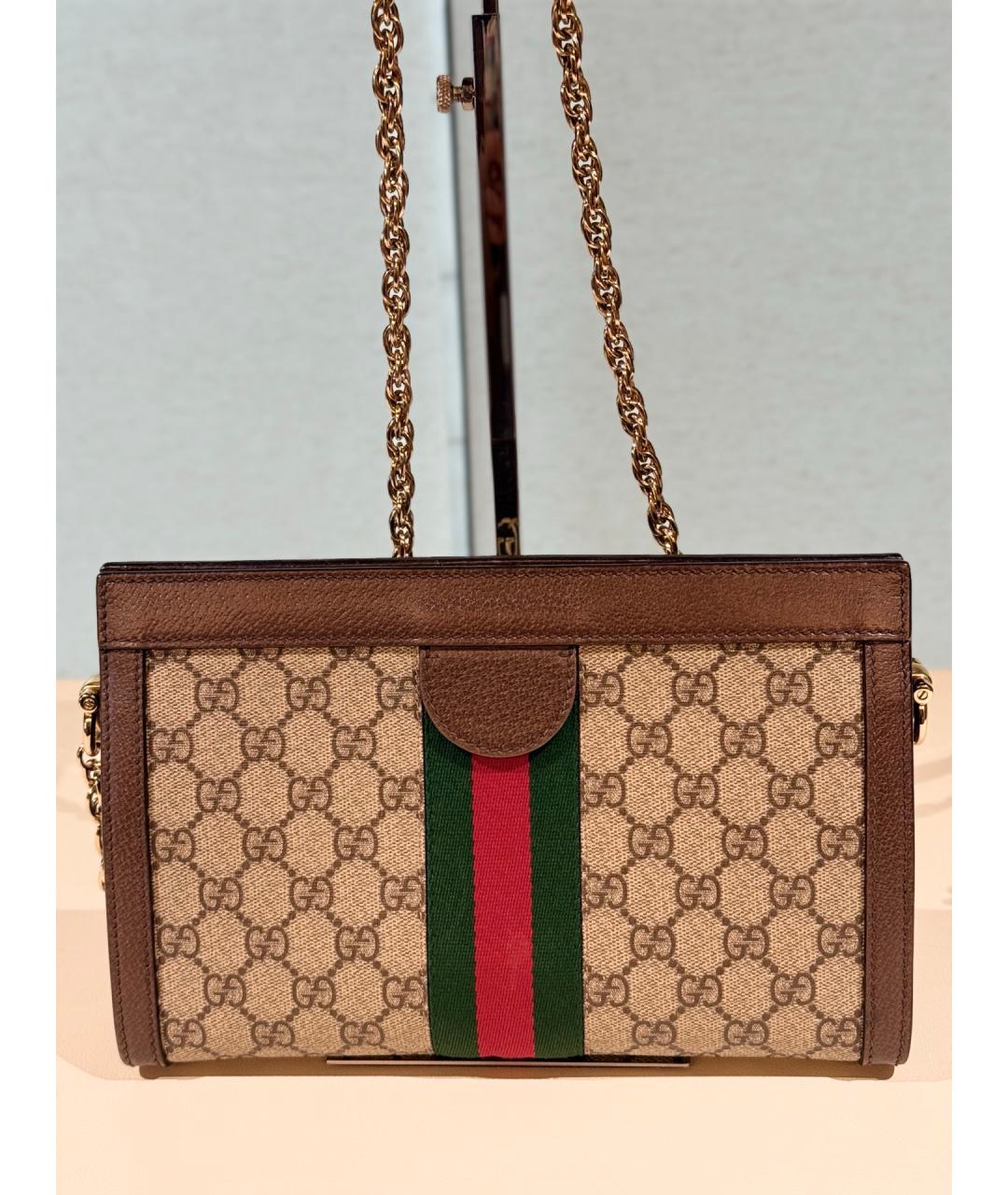 GUCCI Коричневая сумка через плечо из искусственной кожи, фото 4