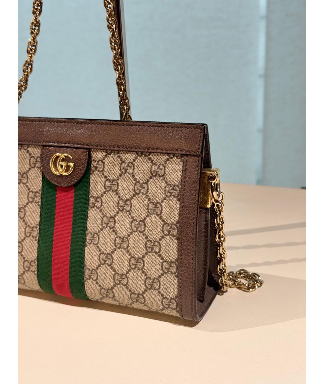 GUCCI Коричневая сумка через плечо из искусственной кожи, фото 2