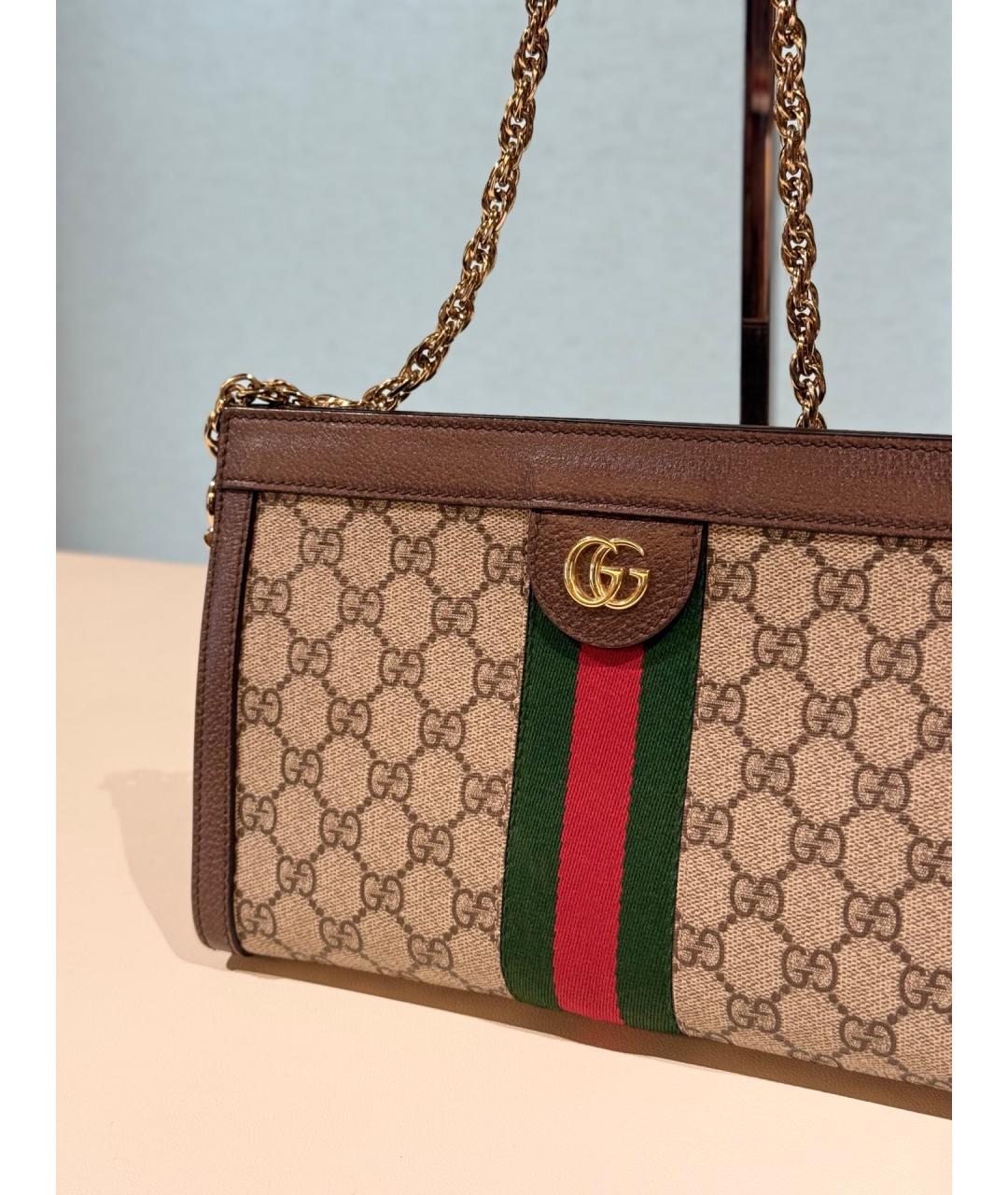 GUCCI Коричневая сумка через плечо из искусственной кожи, фото 3