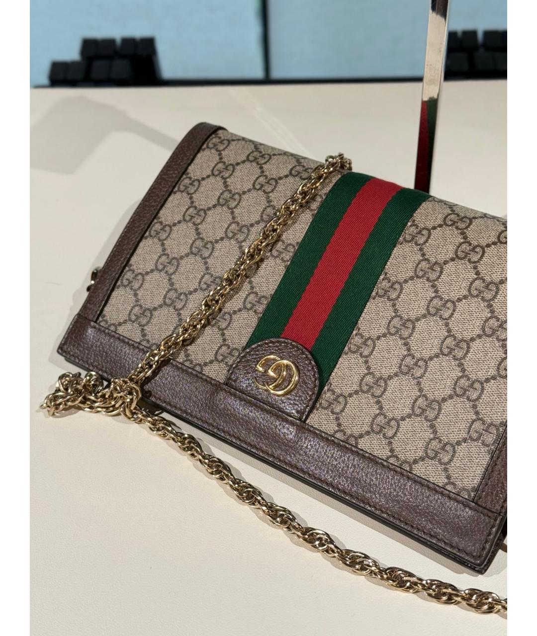 GUCCI Коричневая сумка через плечо из искусственной кожи, фото 6