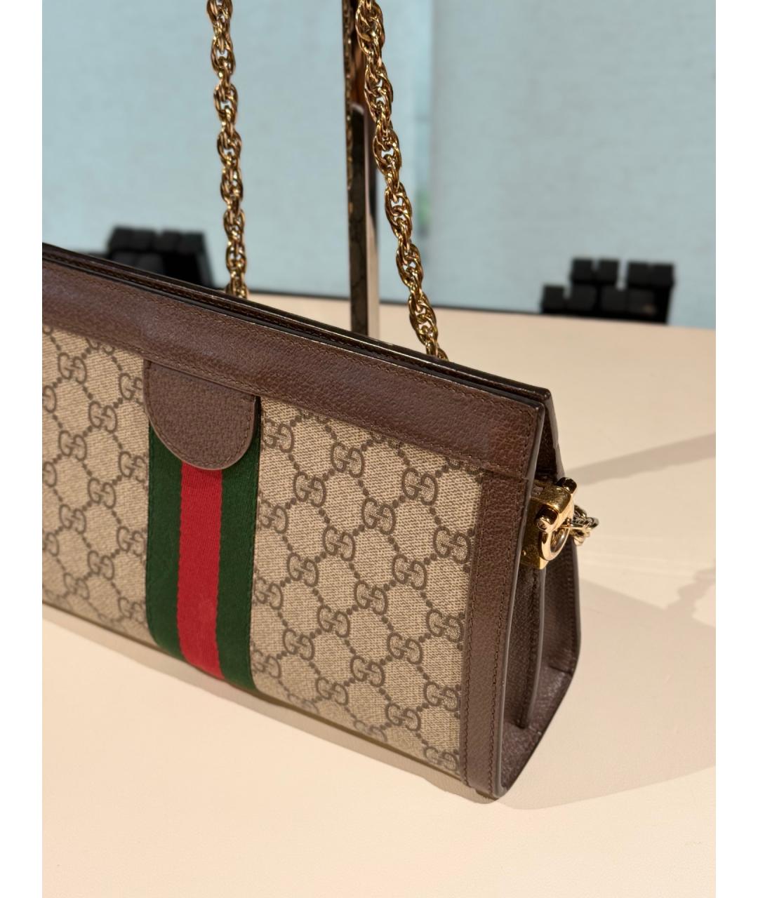 GUCCI Коричневая сумка через плечо из искусственной кожи, фото 5