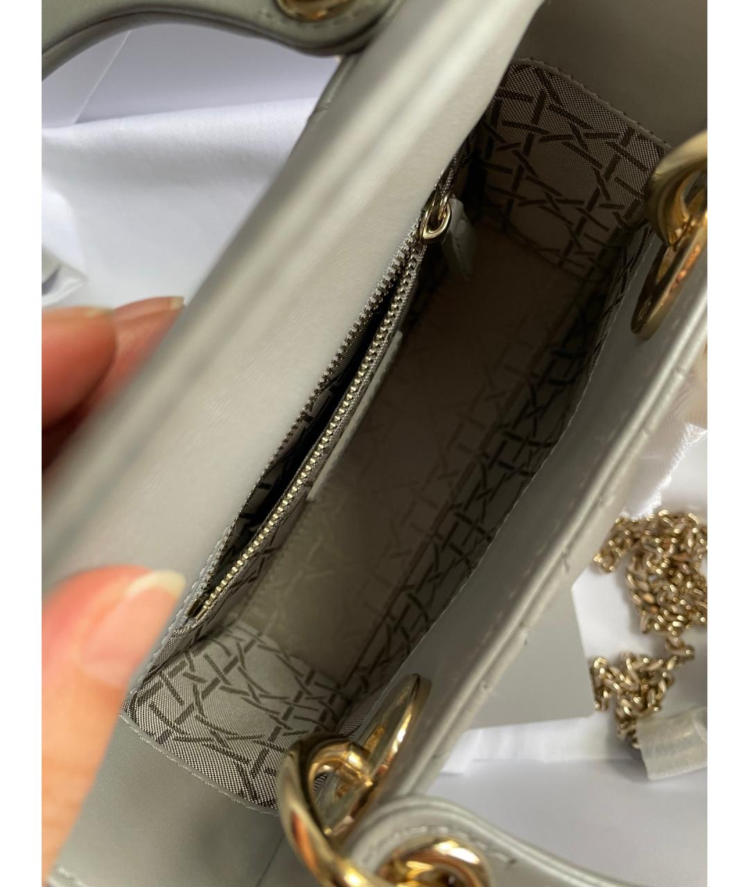 CHRISTIAN DIOR Серая кожаная сумка тоут, фото 6