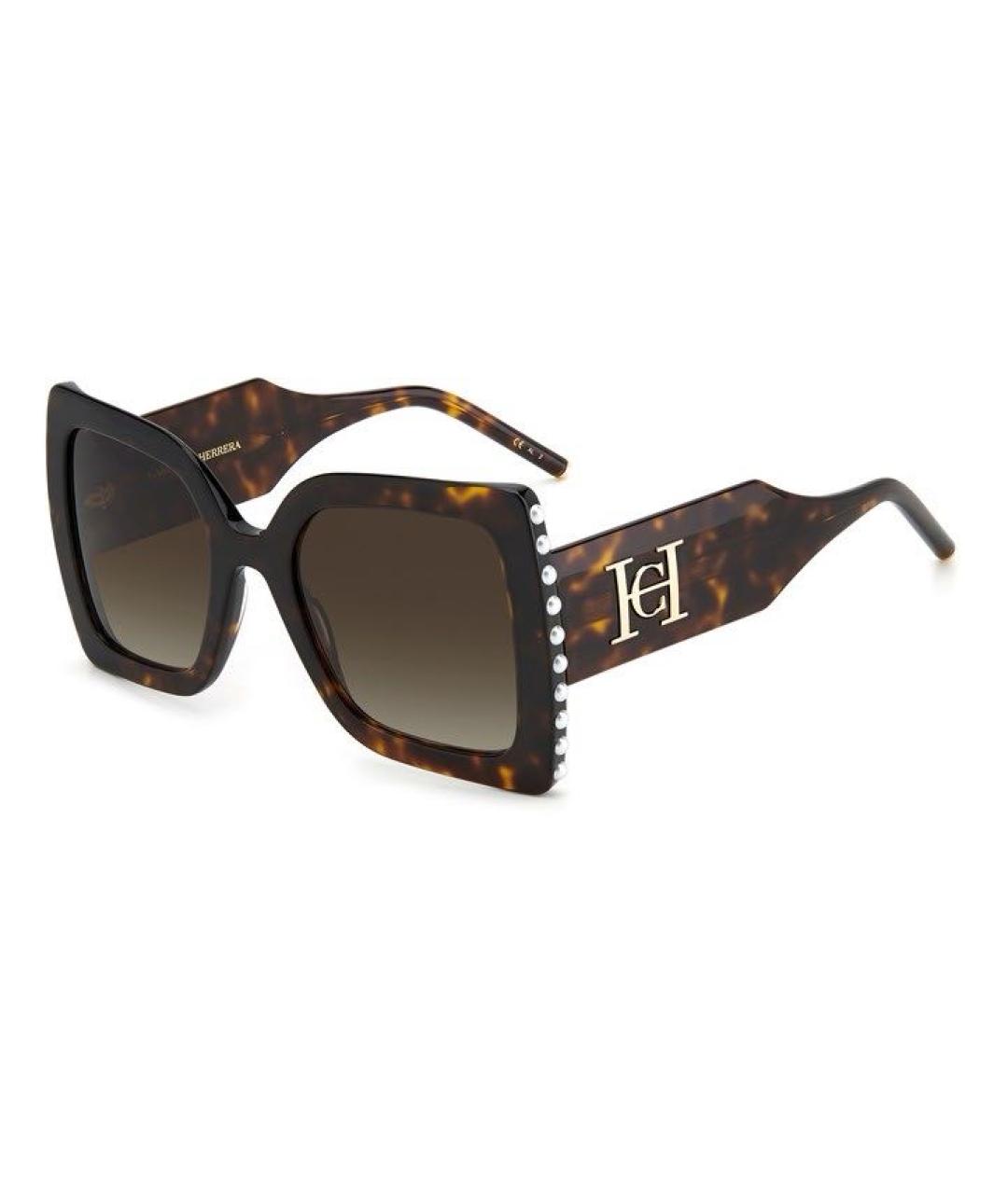 CAROLINA HERRERA Коричневые пластиковые солнцезащитные очки, фото 1