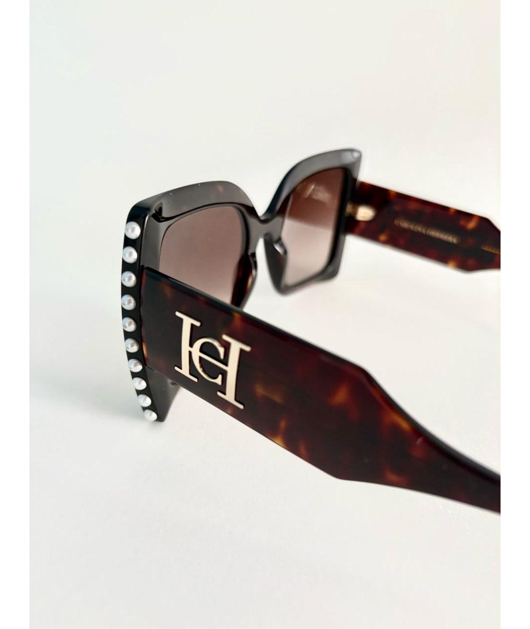 CAROLINA HERRERA Коричневые пластиковые солнцезащитные очки, фото 2