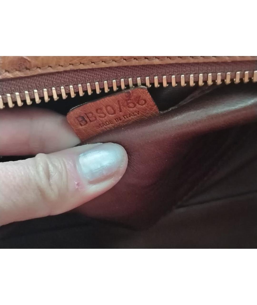 CELINE Коричневая сумка с короткими ручками из экзотической кожи, фото 6