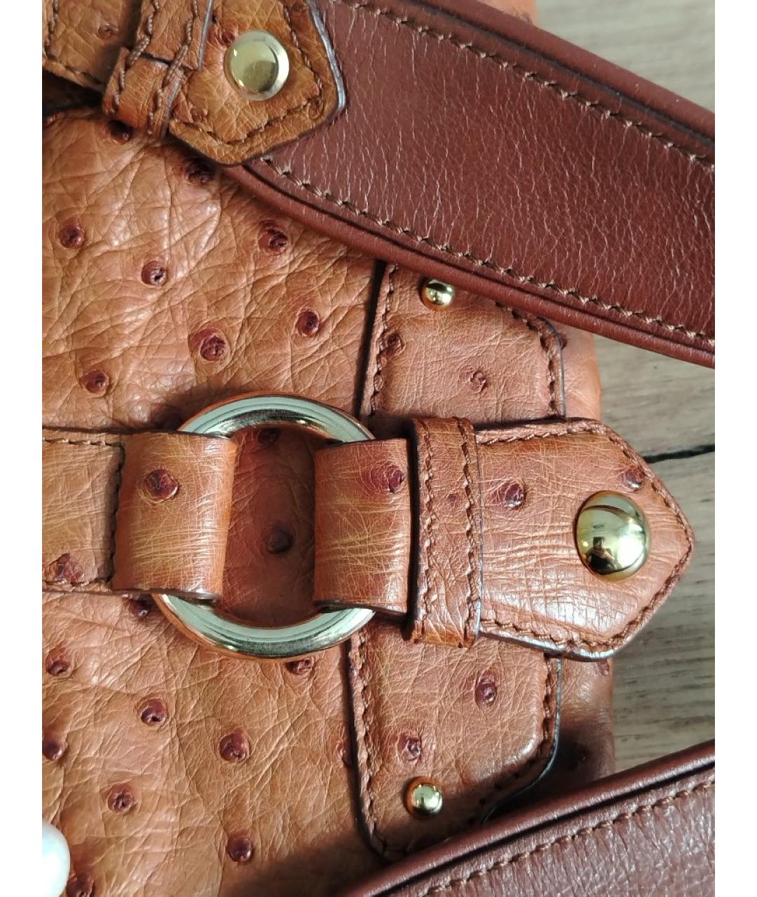 CELINE Коричневая сумка с короткими ручками из экзотической кожи, фото 9