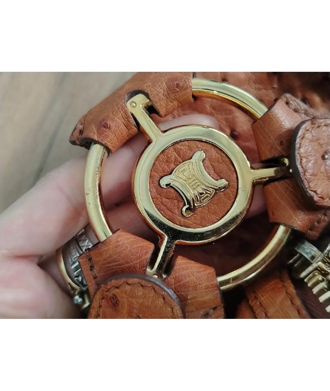 CELINE Коричневая сумка с короткими ручками из экзотической кожи, фото 5