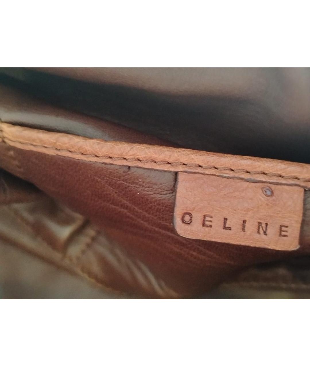 CELINE Коричневая сумка с короткими ручками из экзотической кожи, фото 7